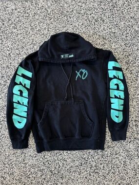 The Weeknd Starboy 2017 Tour Black Hoodie with Teal Graphic